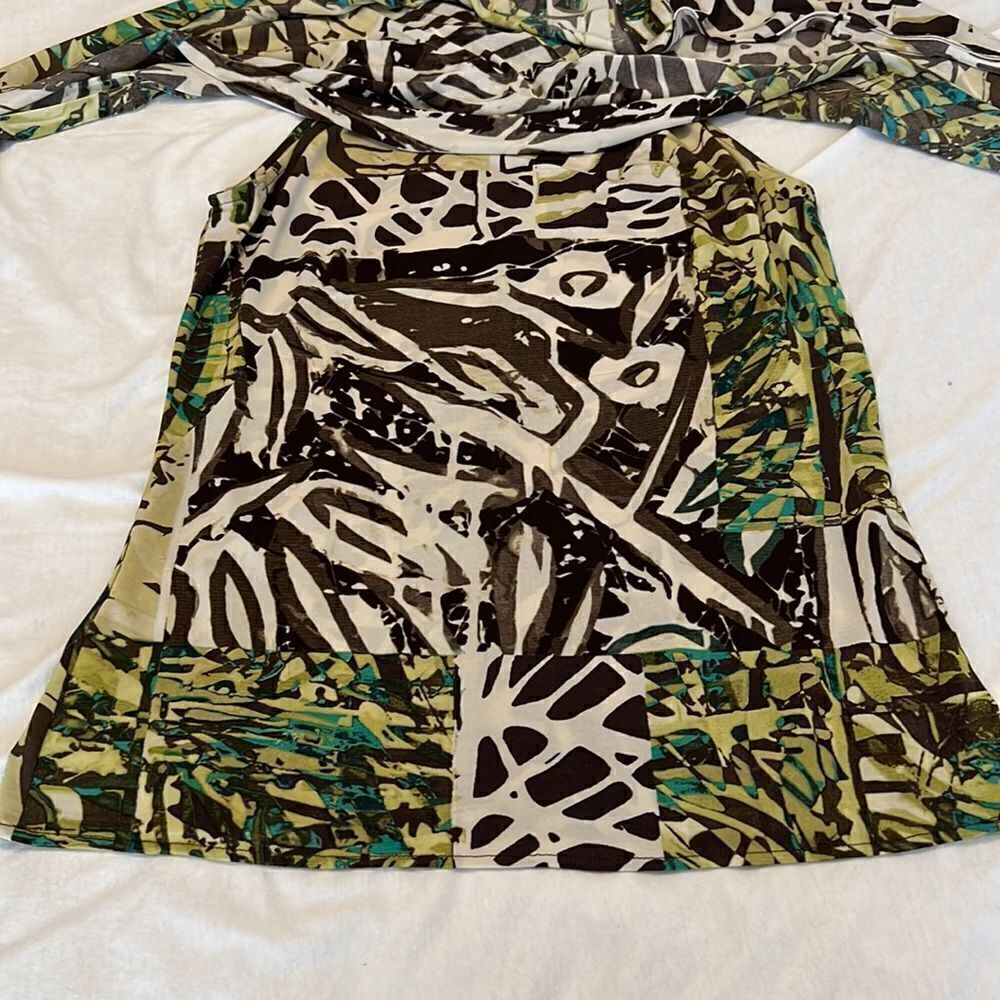 Cache Unique Szm Green Brown Print With Large Pla… - image 6